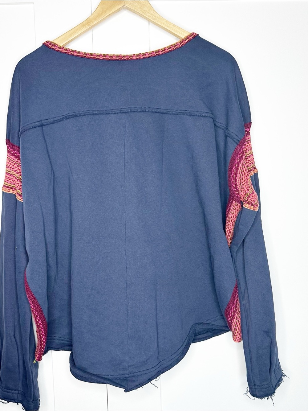 Natural Life Knit Trim Sweatshirt Large / XL navy boho oversized lightweight - Picture 8 of 11